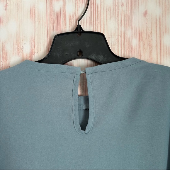 Grace Karin Blue Lace Ruffle Crewneck Blouse Size L - Picture 8 of 12